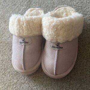 BearPaw Kids Slippers in Light Pink  sparkle and Cream size 1